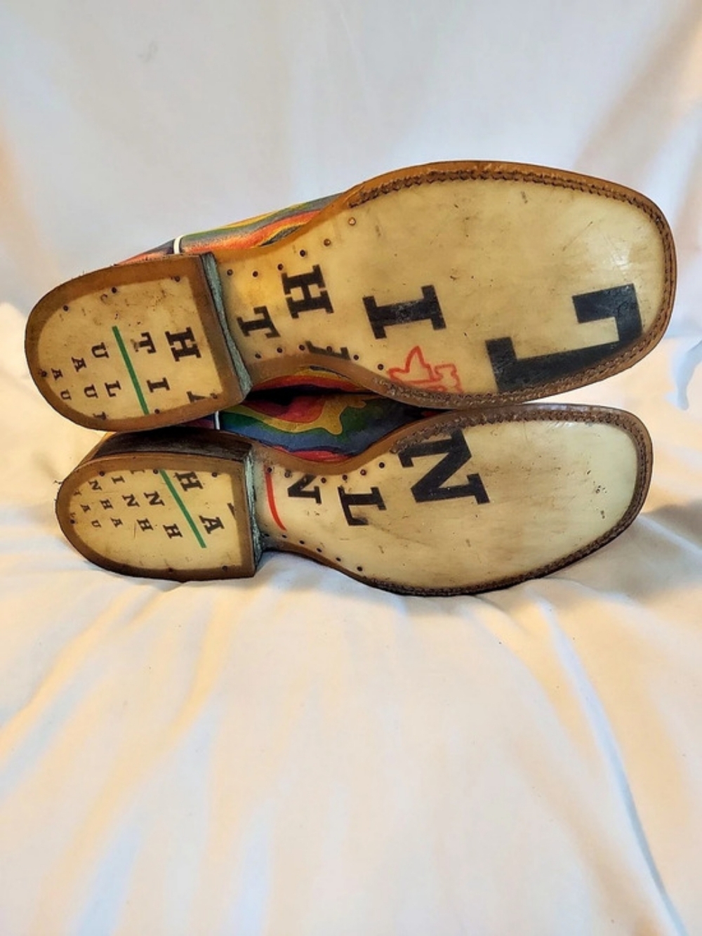 Tin Haul "Neon Melt" Psychedelic Rainbow Leather Cowboy Boots - Size 8.5 - Picture 7 of 15